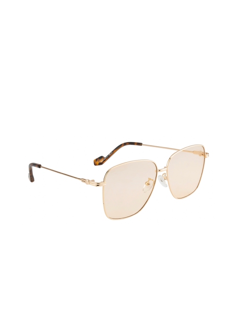 

Ted Smith Unisex Brown Lens & Gold-Toned Square Sunglasses with UV Protected Lens