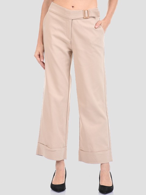 

Madame Women Beige Smart Loose Fit Easy Wash Trousers