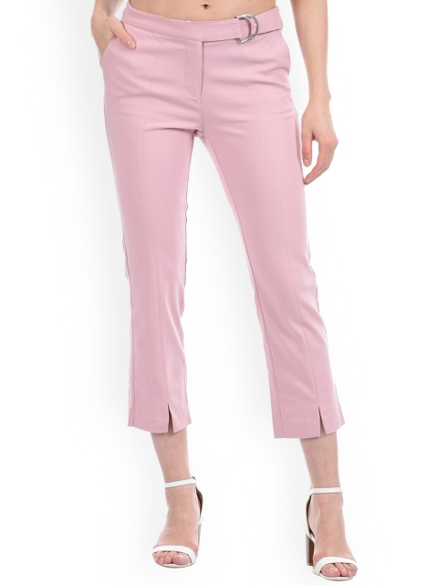 

Madame Women Pink Smart Straight Fit Easy Wash Trousers