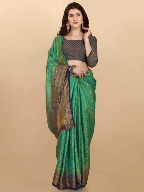

Wuxi Teal & Blue Woven Design Zari Pure Silk Banarasi Saree