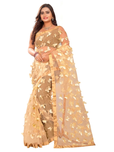 

DITISA FASHION Off White Floral Embroidered Net Saree