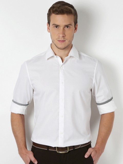 

Peter England Men White Slim Fit Solid Casual Shirt