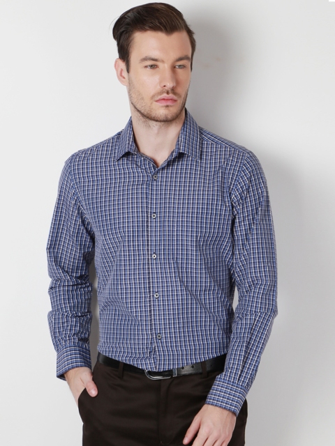 

Peter England Men Blue Checked Formal Shirt