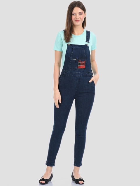 

Madame Women Navy Blue Solid Slim-Fit Dungaree