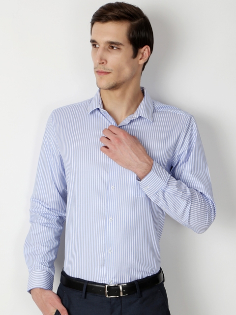 

Peter England Men Blue Regular Fit Striped Formal Shirt