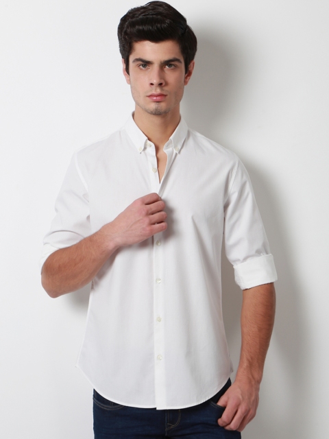 

Peter England Men White Slim Fit Solid Casual Shirt