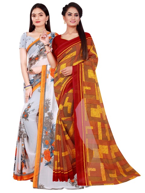 

Florence White & Red Pure Georgette Saree
