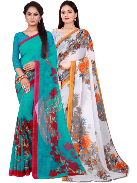 

KALINI White & Grey Pure Georgette Saree