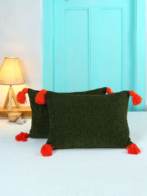 

KRAVIKA Green Set of 2 Rectangle Cushion Covers