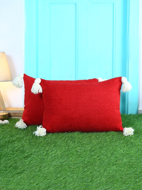 

KRAVIKA Red Set of 2 Rectangle Cushion Covers