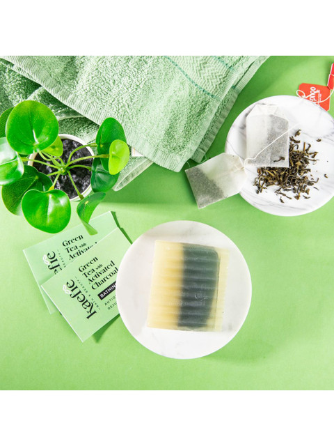 

KAEFIE BEAUTY Green Tea Soap Bar With Activated Charcoal & Shea Butter, Lime green
