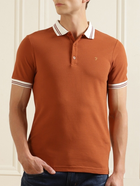 

Farah Men Orange Polo Collar T-shirt