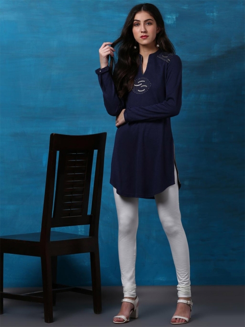 

Lakshita Navy Blue Thread Work Thread Work Kurti
