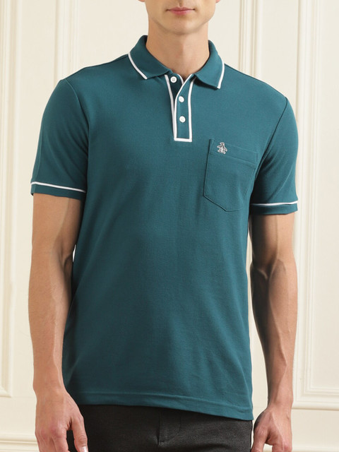 

Original Penguin Men Green Polo Collar T-shirt