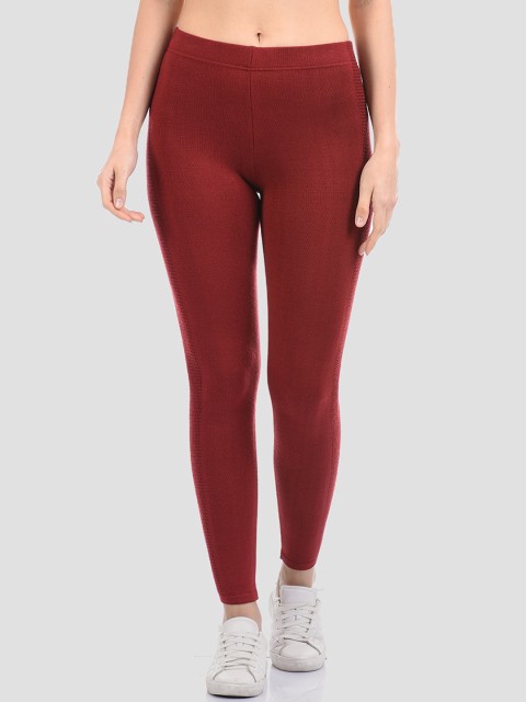 

Madame Women Red Solid Ankle-Length Leggings