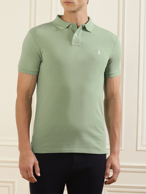 

Polo Ralph Lauren Men Green Solid Cotton Tshirts