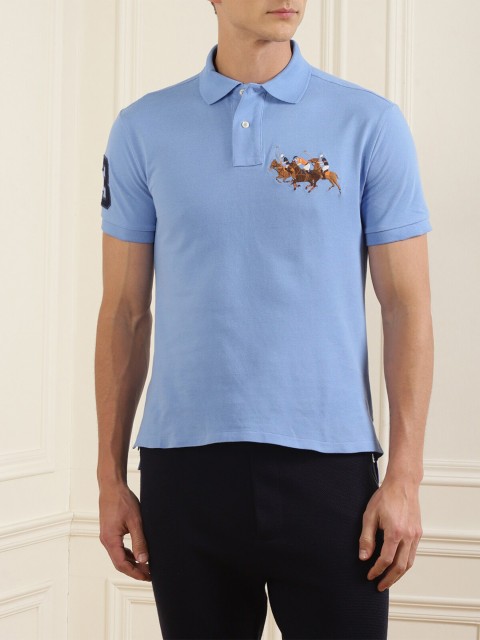 

Polo Ralph Lauren Men Blue Solid Cotton T-shirts