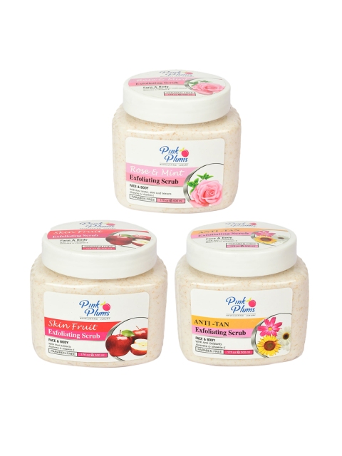 

Pink Plums Set of 3 Paraben Free Face & Body Exfoliating Scrubs - 500ml each, Beige