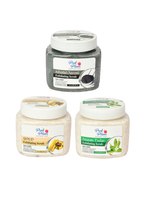 

Pink Plums Set of 3 Transparent Face & Body Scrub