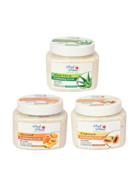 

Pink Plums Pack of 3 Paraben Free Face & Body Exfoliating Scrubs 500ml Each, Multi
