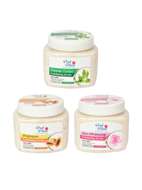 

Pink Plums Set of 3 Paraben Free Face & Body Exfoliating Scrubs - 500ml each, Multi