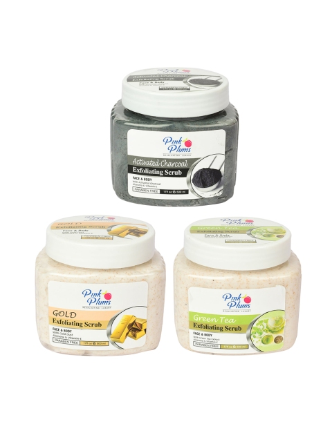 

Pink Plums Paraben Free Pack of 3 Face & Body Scrub, 500 ml each, Multi