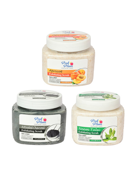 

Pink Plums Paraben Free Pack of 3 Face & Body Scrub, 500 ml each, Multi