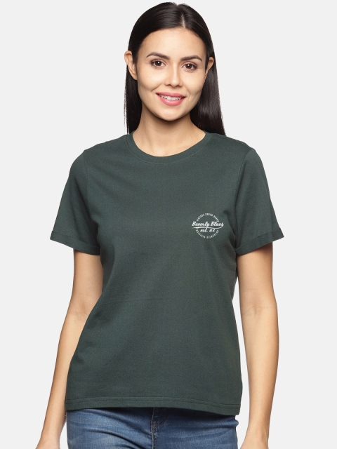 

BEVERLY BLUES Women Olive Green T-shirt