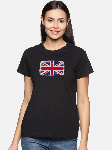 

BEVERLY BLUES Women Black & raisin black Printed Applique T-shirt