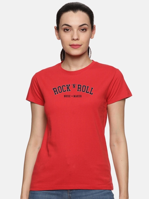 

BEVERLY BLUES Women Red Typography Printed T-shirt