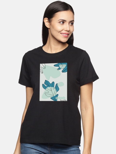 

BEVERLY BLUES Women Black & raisin black Printed T-shirt