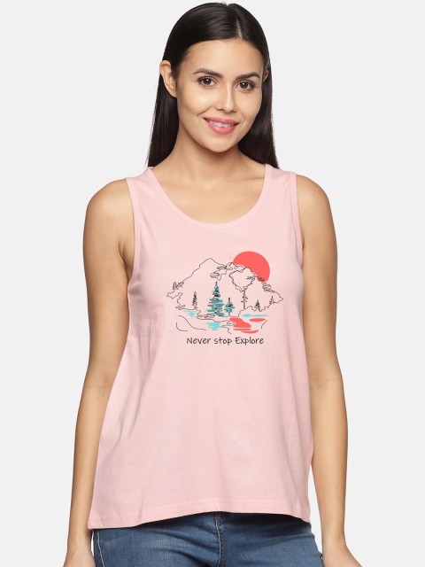 

BEVERLY BLUES Women Peach-Colored Printed Innerwear Vest