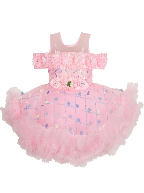 

AMIRTHA FASHION Pink Floral Satin Dress
