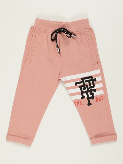 

V2 Value & Variety Boys Peach-Coloured Printed Cotton Lounge Pants