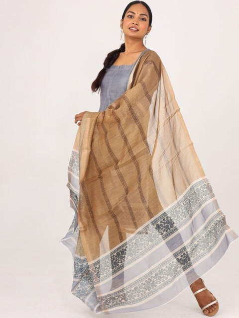 

Putchi Women Grey Flared Sleeves Handloom Maternity Anarkali Kurta