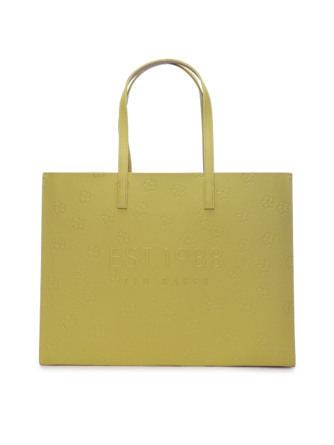 

Ted Baker Yellow Leather Oversized Shopper Tote Bag with Cut Work