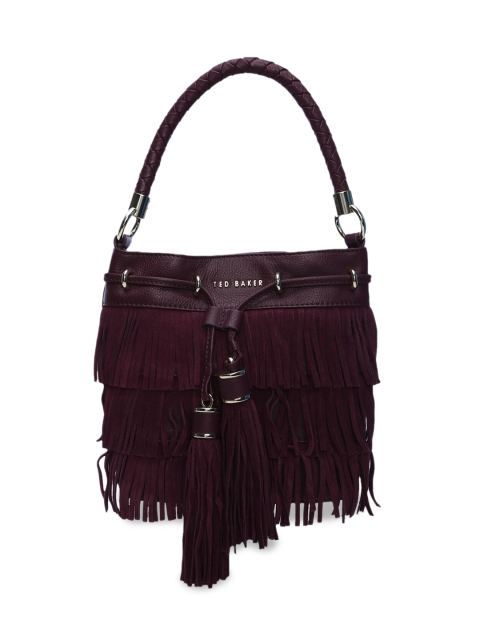 

Ted Baker Purple Leather Structured Shoulder Bag with Tasselled