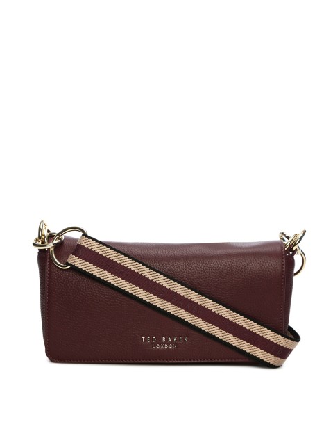 

Ted Baker Purple Colourblocked Leather Structured Sling Bag