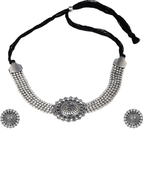 

CARDINAL Silver-Toneed Choker Jewellery Set
