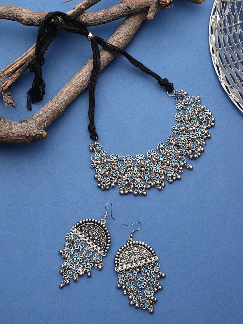 

CARDINAL Oxidised Silver-Toned & Blue Jewellery Set