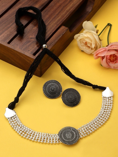 

CARDINAL Silver-Toned Oxidized Brass Jewellery Set