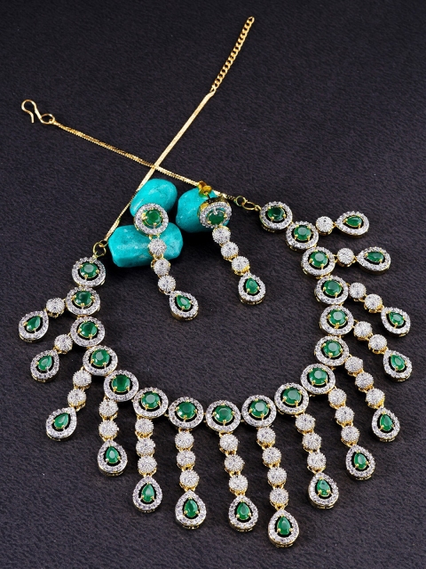 

CARDINAL Green Stones-Studded & Beaded Jewellery Set