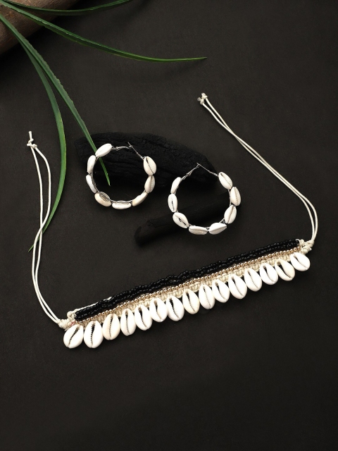 

CARDINAL Black & White Clamshell Choker Jewellery Set