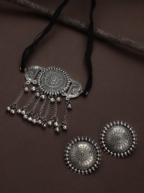 

CARDINAL Silver-Toned Oxidized Jewellery Set