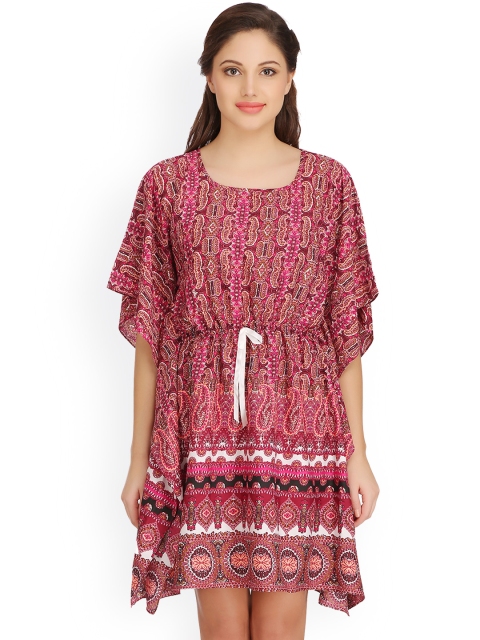 

Clovia Pink Printed Kaftan Nightdress NS0836P14