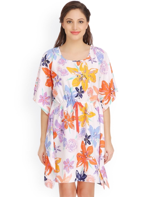 

Clovia White Printed Kaftan Nightdress NS0836P18