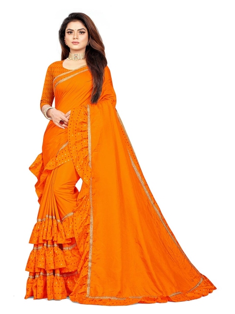 

Anjaneya Sarees Mustard & Gold-Toned Silk Blend Ready to Wear Saree