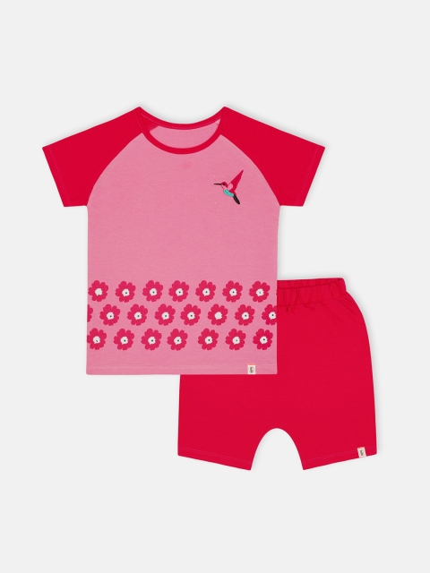 

Babysafe Boys Pink & Red Printed Pure Cotton T-shirt with Shorts