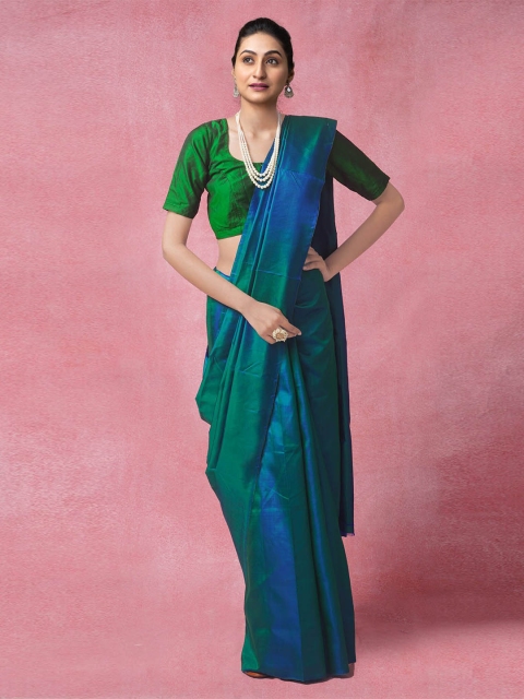 

Unnati Silks Green & Blue Woven Design Pure Silk Kanjeevaram Saree