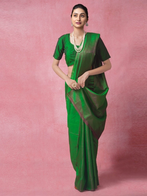 

Unnati Silks Green & Mauve Woven Design Pure Silk Kanjeevaram Saree